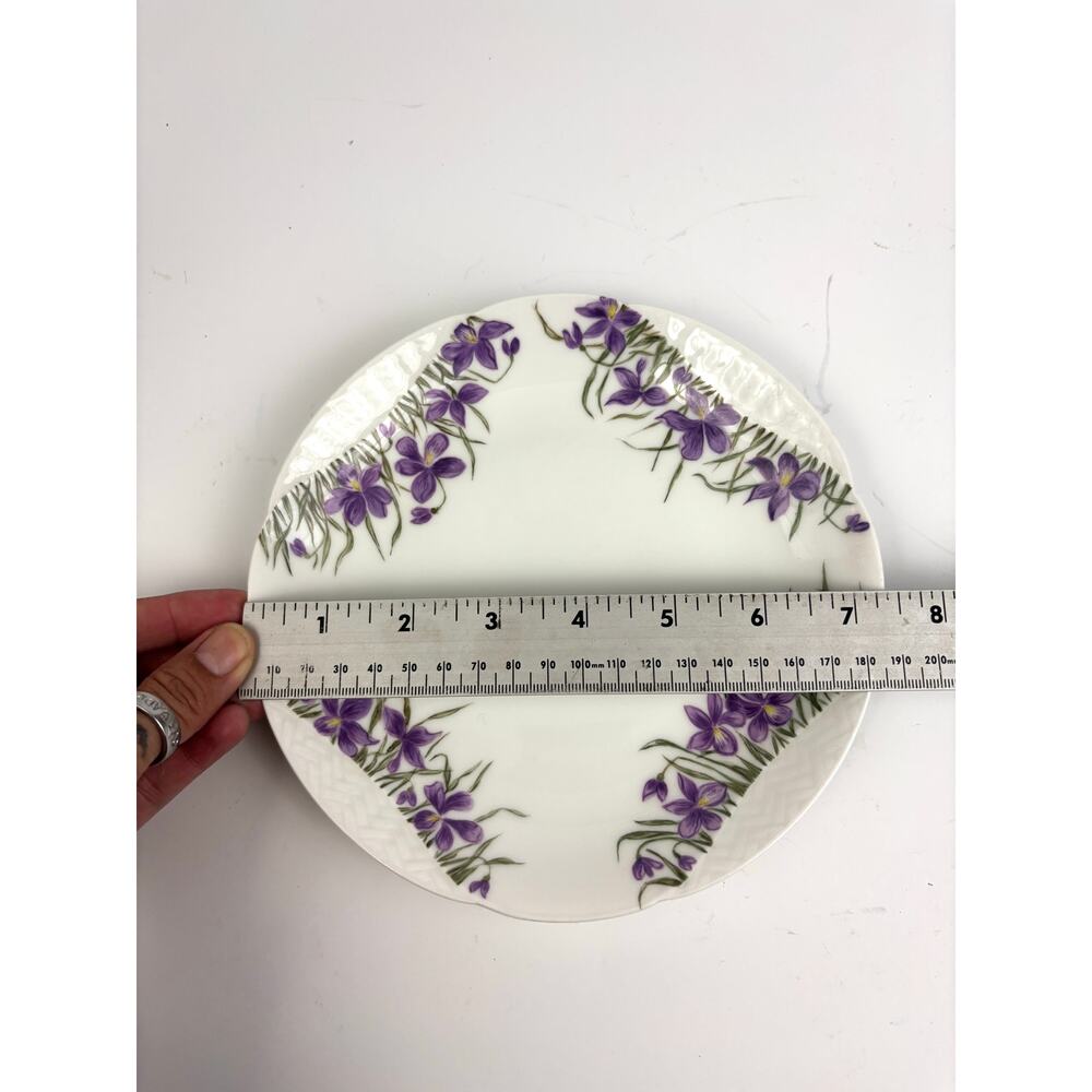 Antique H & C Haviland Limoges France 7.5" Purple Floral Porcelain Plate - Picture 5 of 14